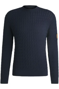 Equestrian cotton sweater with cable structure