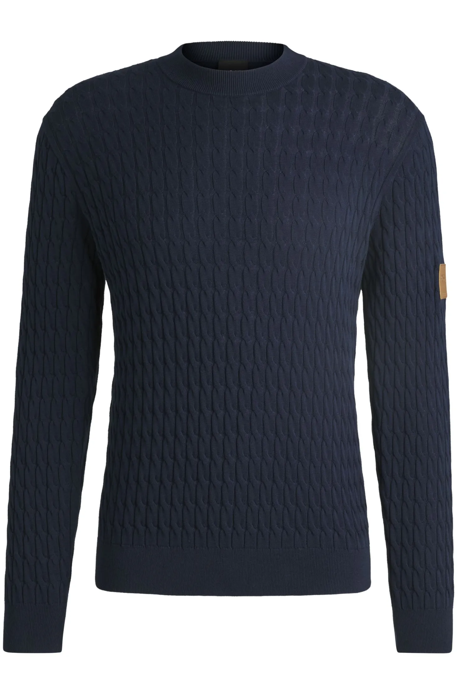 Equestrian cotton sweater with cable structure