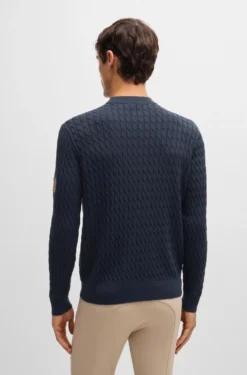 Equestrian cotton sweater with cable structure