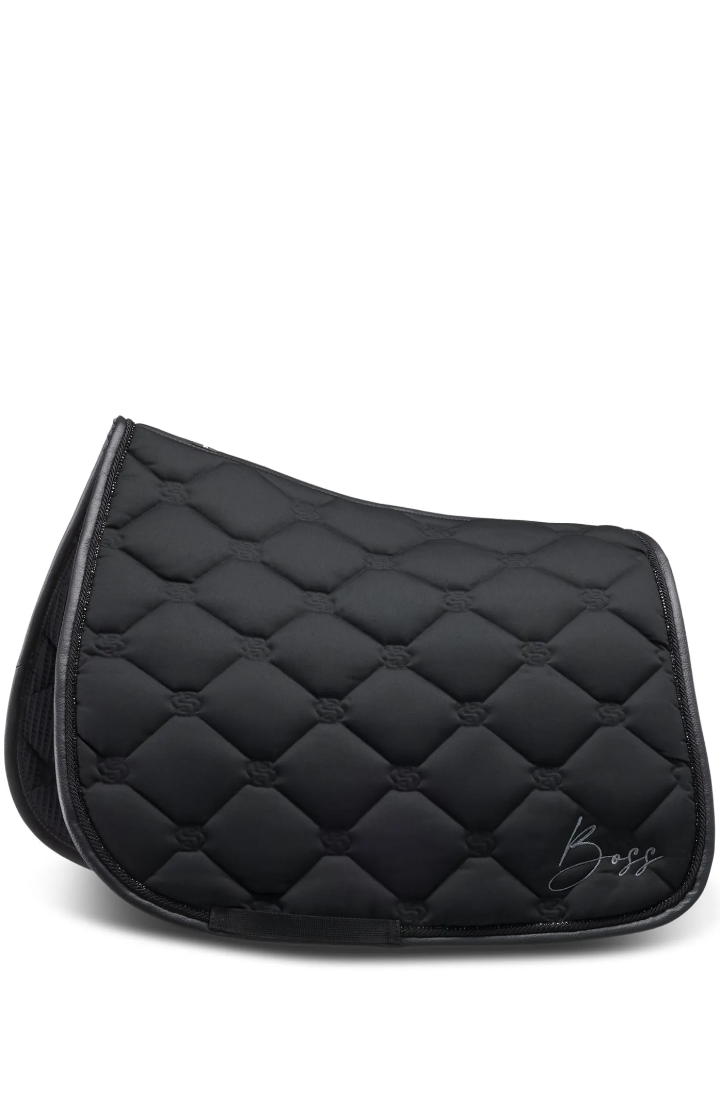 Equestrian dressage saddle pad with crystal trim
