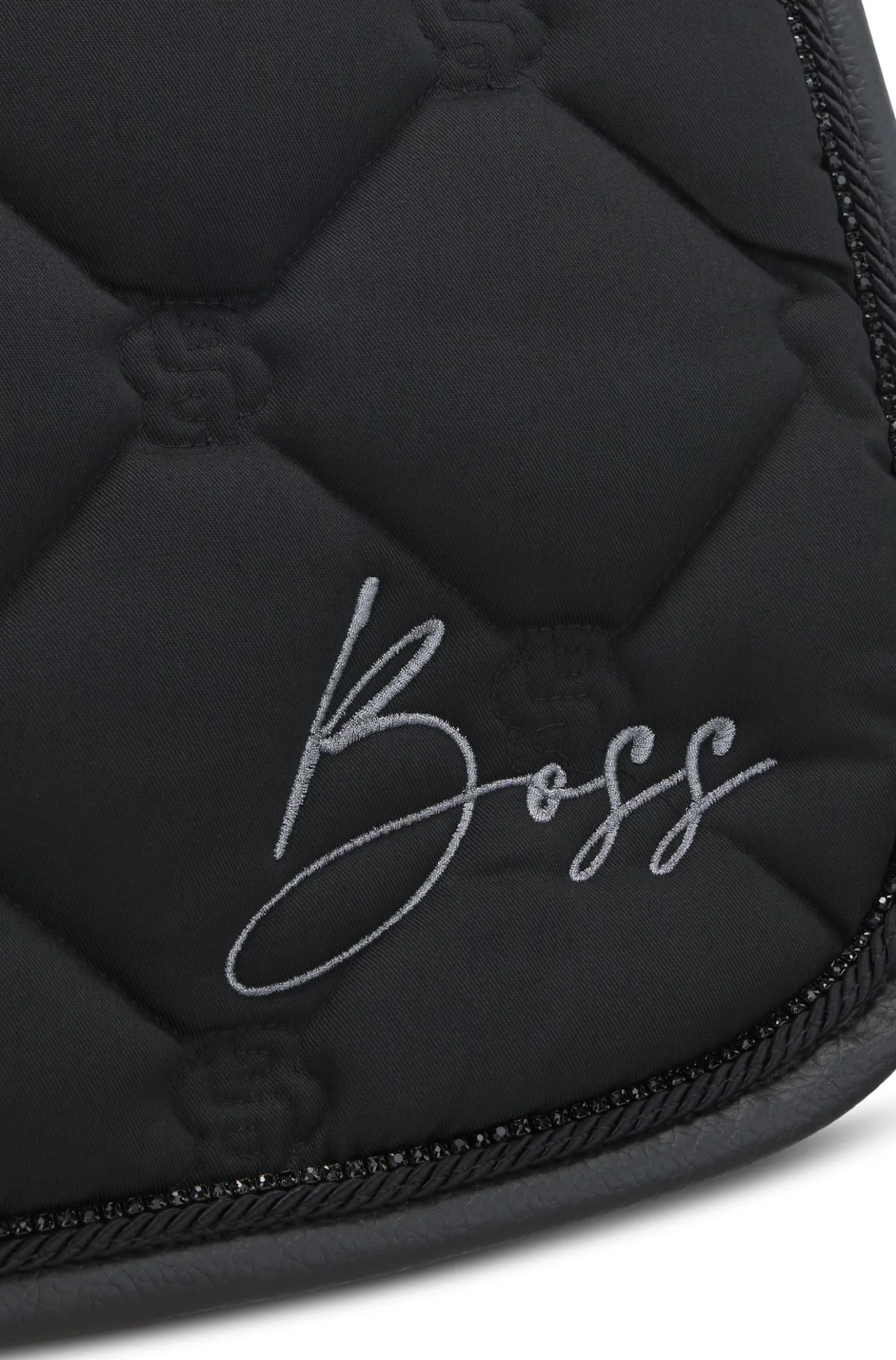 Equestrian dressage saddle pad with crystal trim