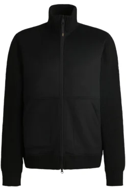 Equestrian faux-suede jacket with knitted trims