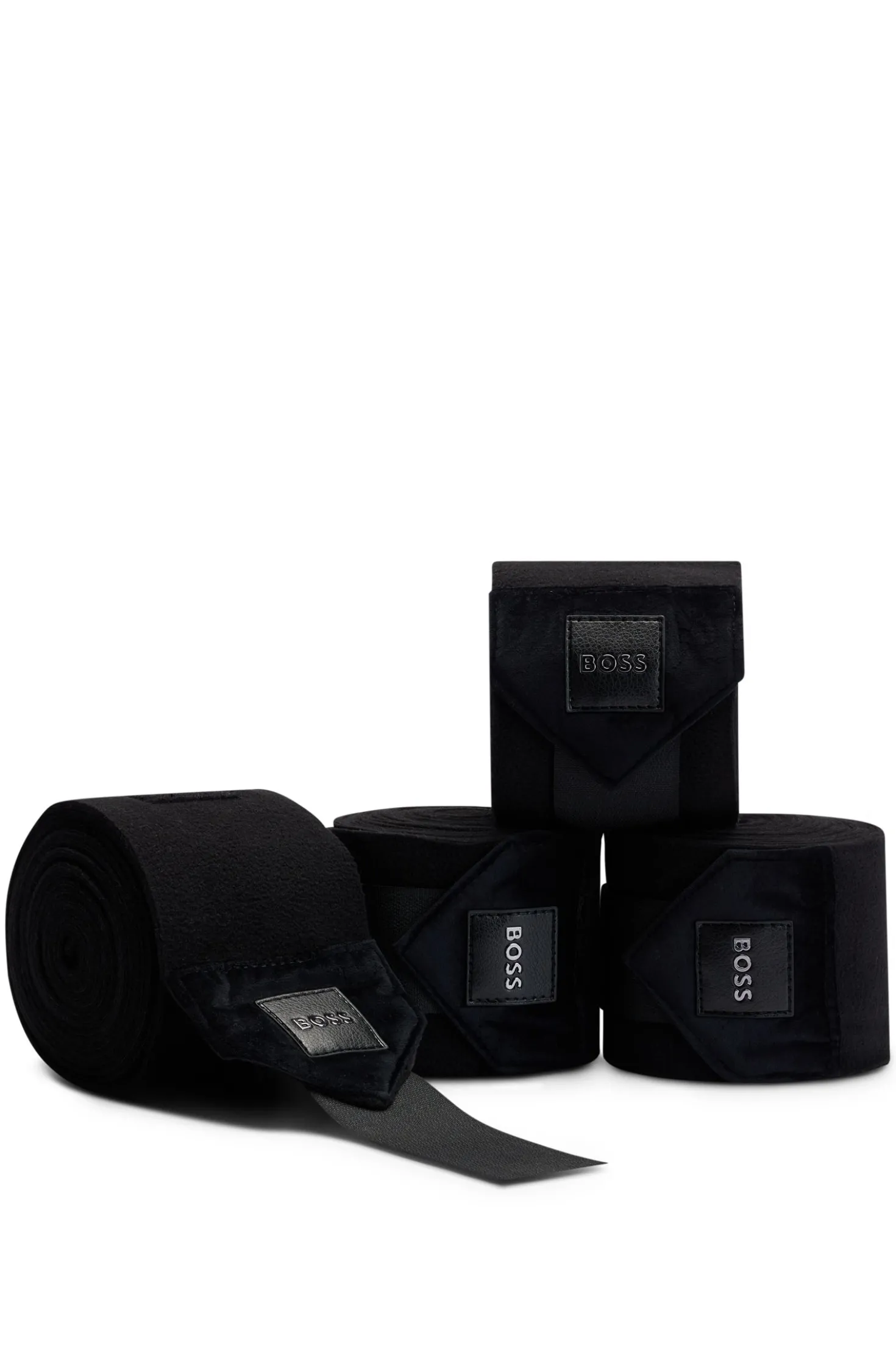 Equestrian fleece bandages with velvet ends