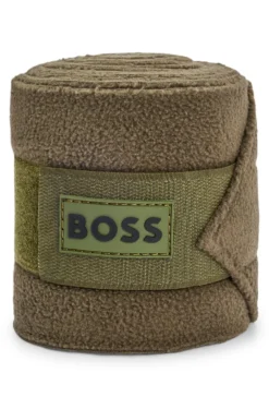 Equestrian fleece circulation bandages with branding