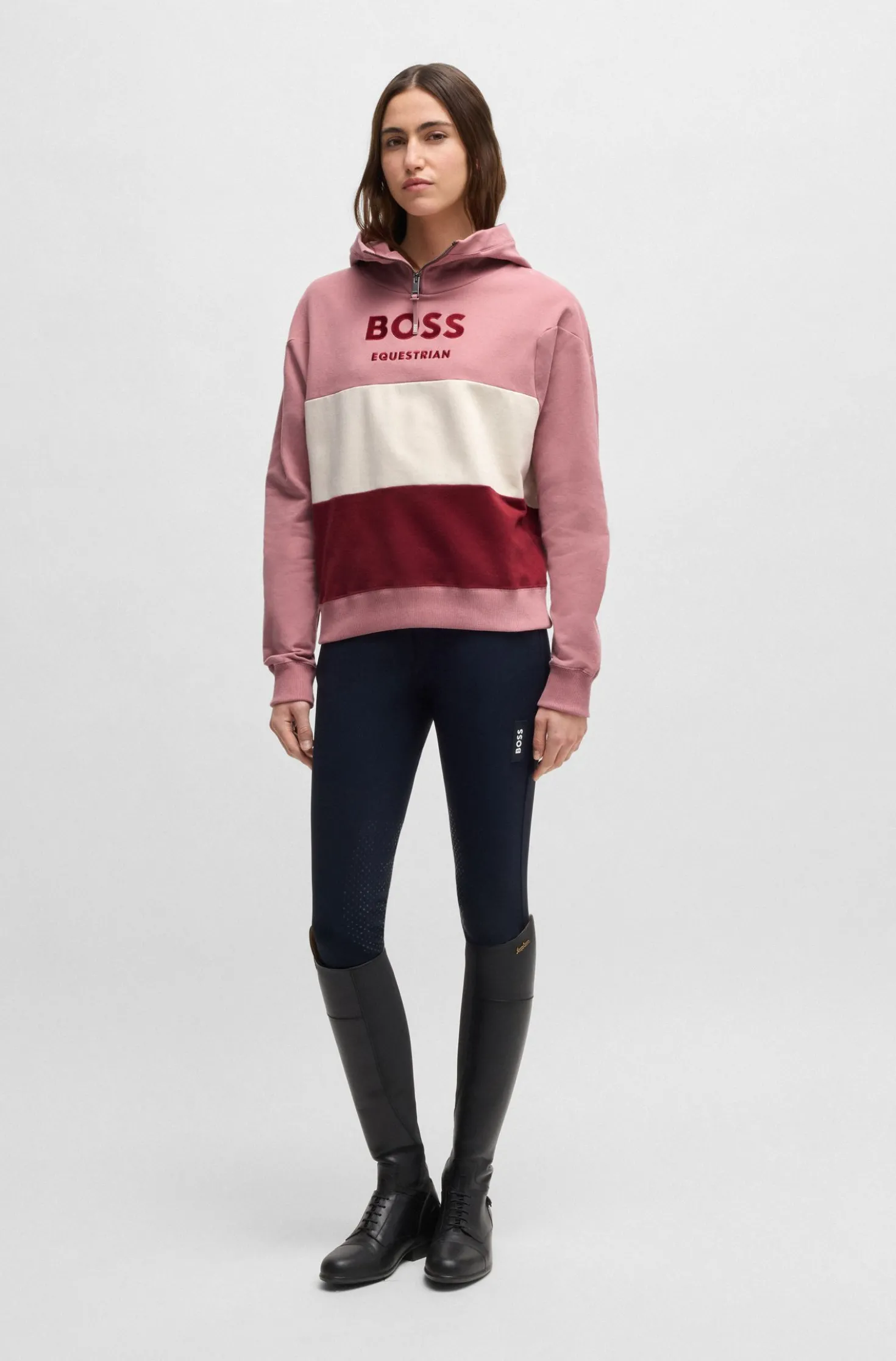 Equestrian hoodie in Italian stretch cotton