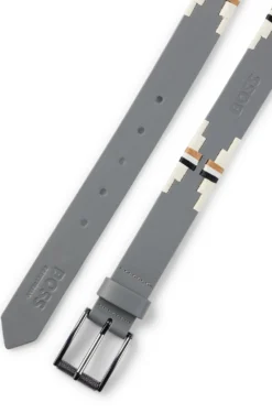 Equestrian polo belt with embroidered pattern