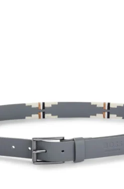 Equestrian polo belt with embroidered pattern