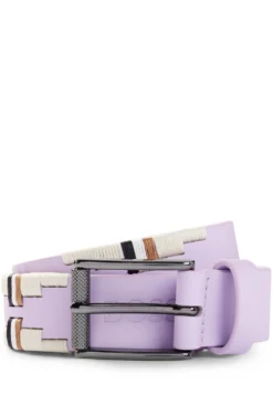Equestrian polo belt with embroidered pattern