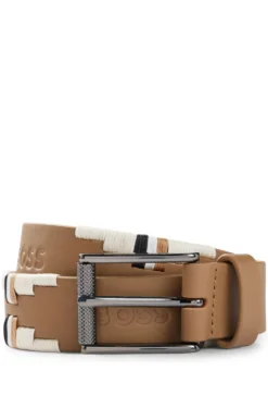 Equestrian polo belt with embroidered pattern