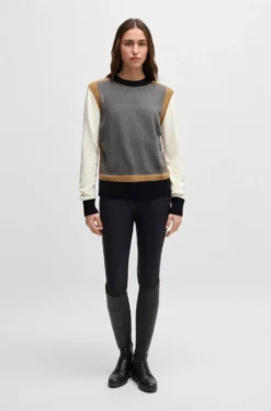 Equestrian regular-fit sweater with colour-blocking