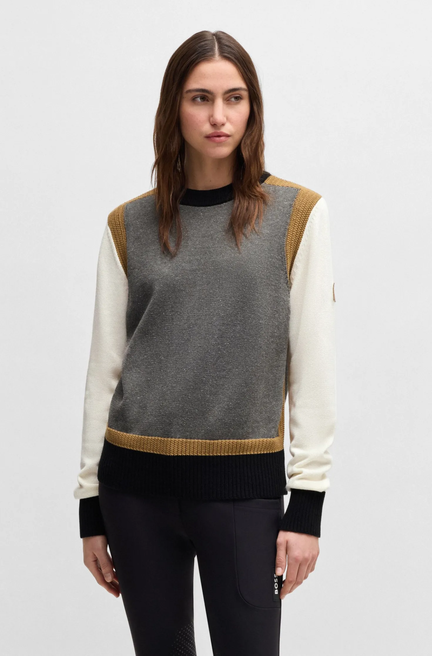 Equestrian regular-fit sweater with colour-blocking