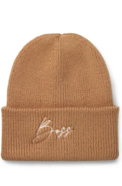 Equestrian ribbed beanie hat with embroidered logo