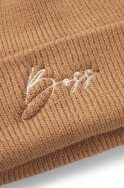 Equestrian ribbed beanie hat with embroidered logo