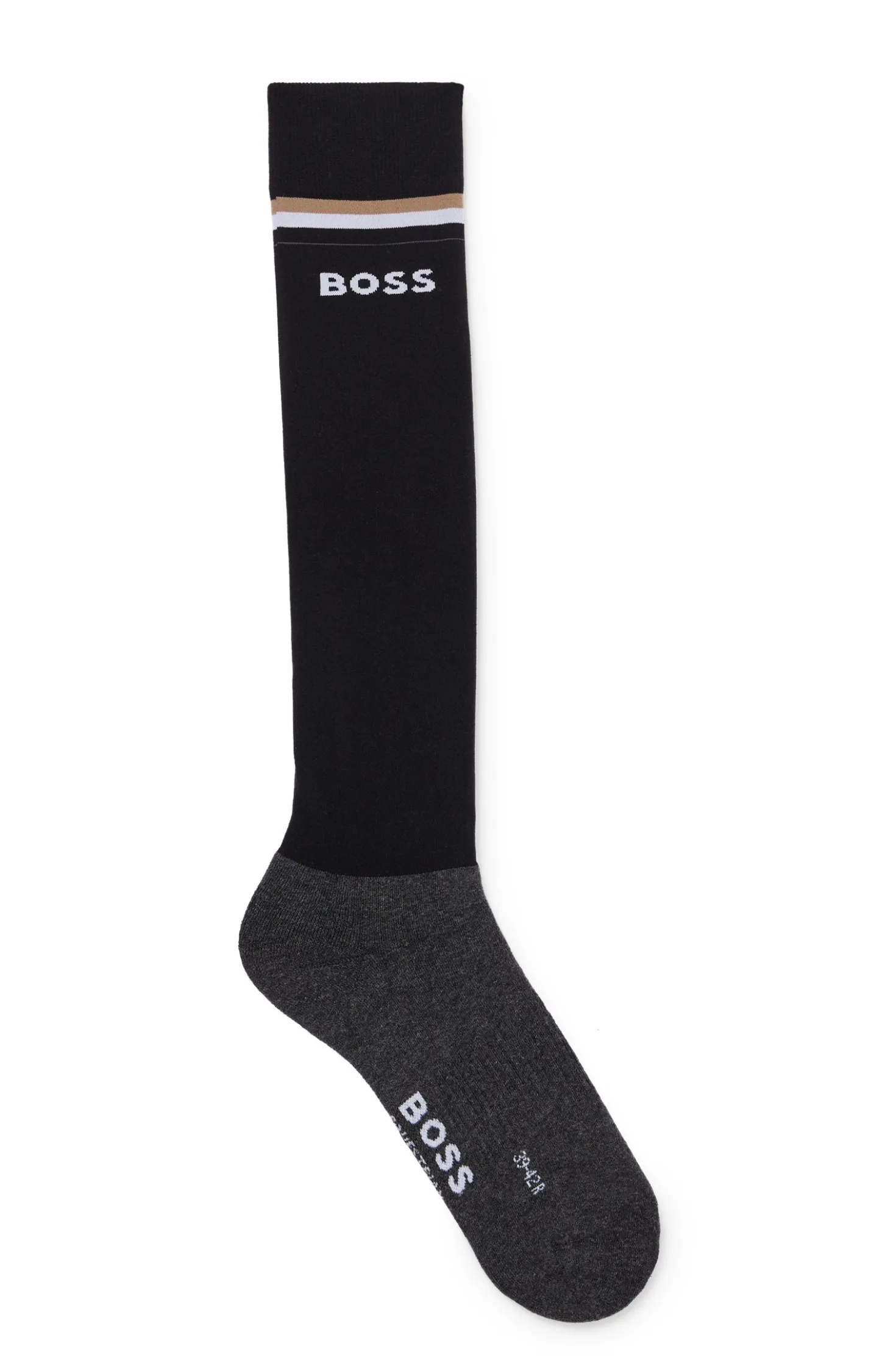 Equestrian riding socks with signature stripe and branding