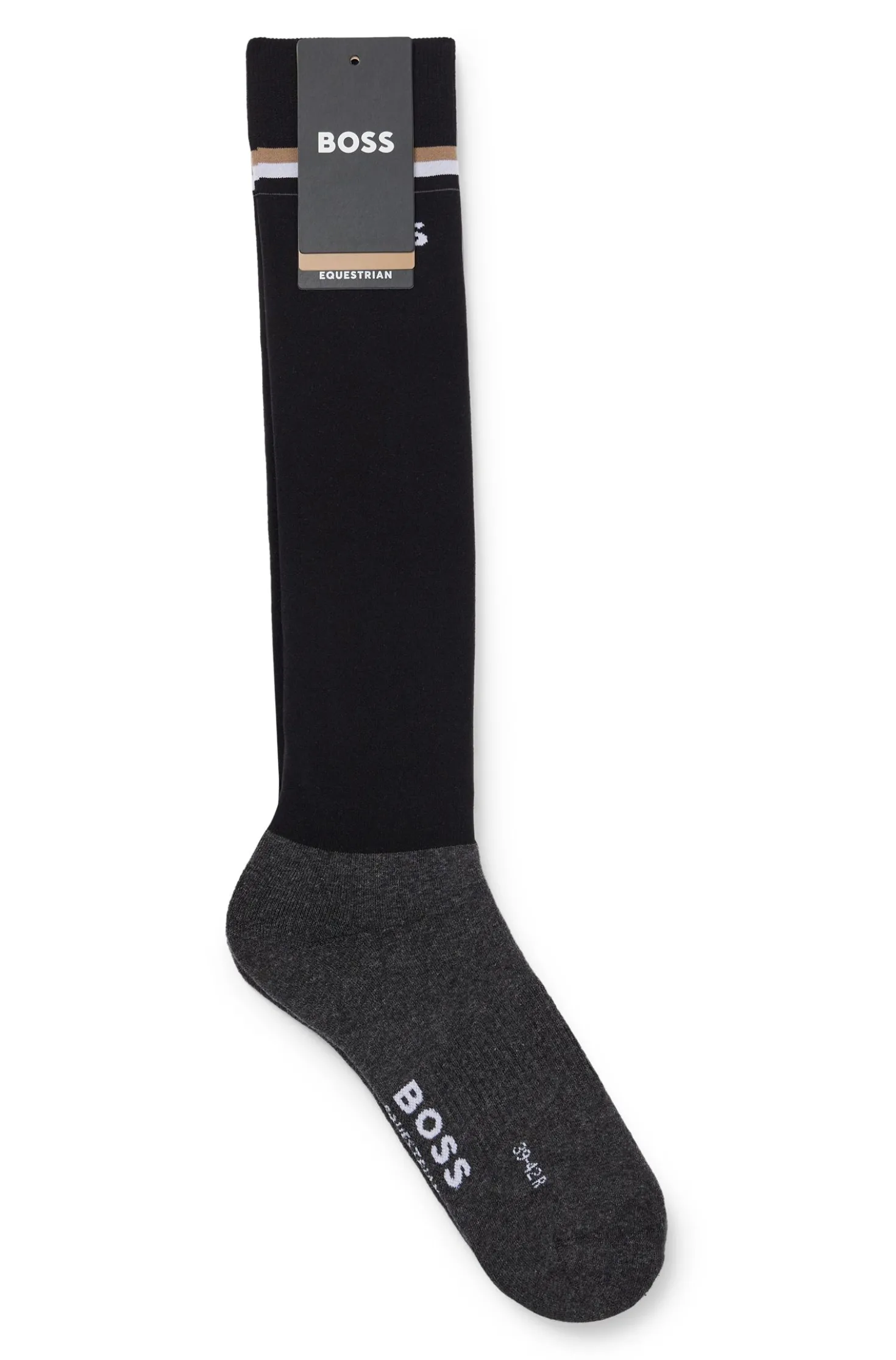 Equestrian riding socks with signature stripe and branding