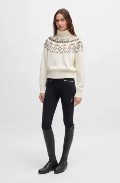 Equestrian rollneck sweater with knitted pattern