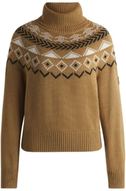 Equestrian rollneck sweater with knitted pattern