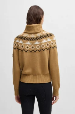 Equestrian rollneck sweater with knitted pattern