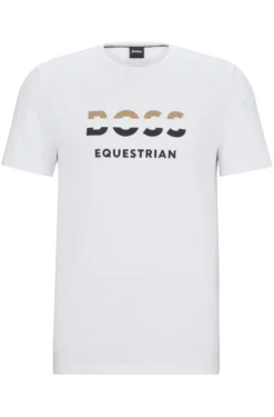 Equestrian short-sleeved stretch-cotton T-shirt with logo