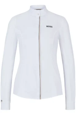 Equestrian show blouse with signature-stripe piping