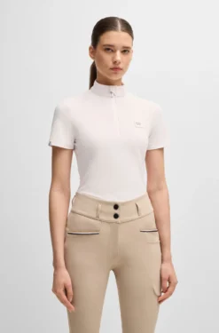 Equestrian show shirt in ribbed stretch fabric