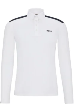 Equestrian show shirt with shoulder inserts and logo