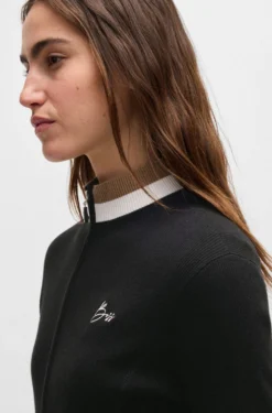 Equestrian slim-fit cardigan with ribbed structure