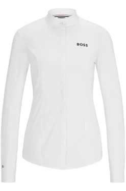 Equestrian slim-fit show blouse in mixed materials