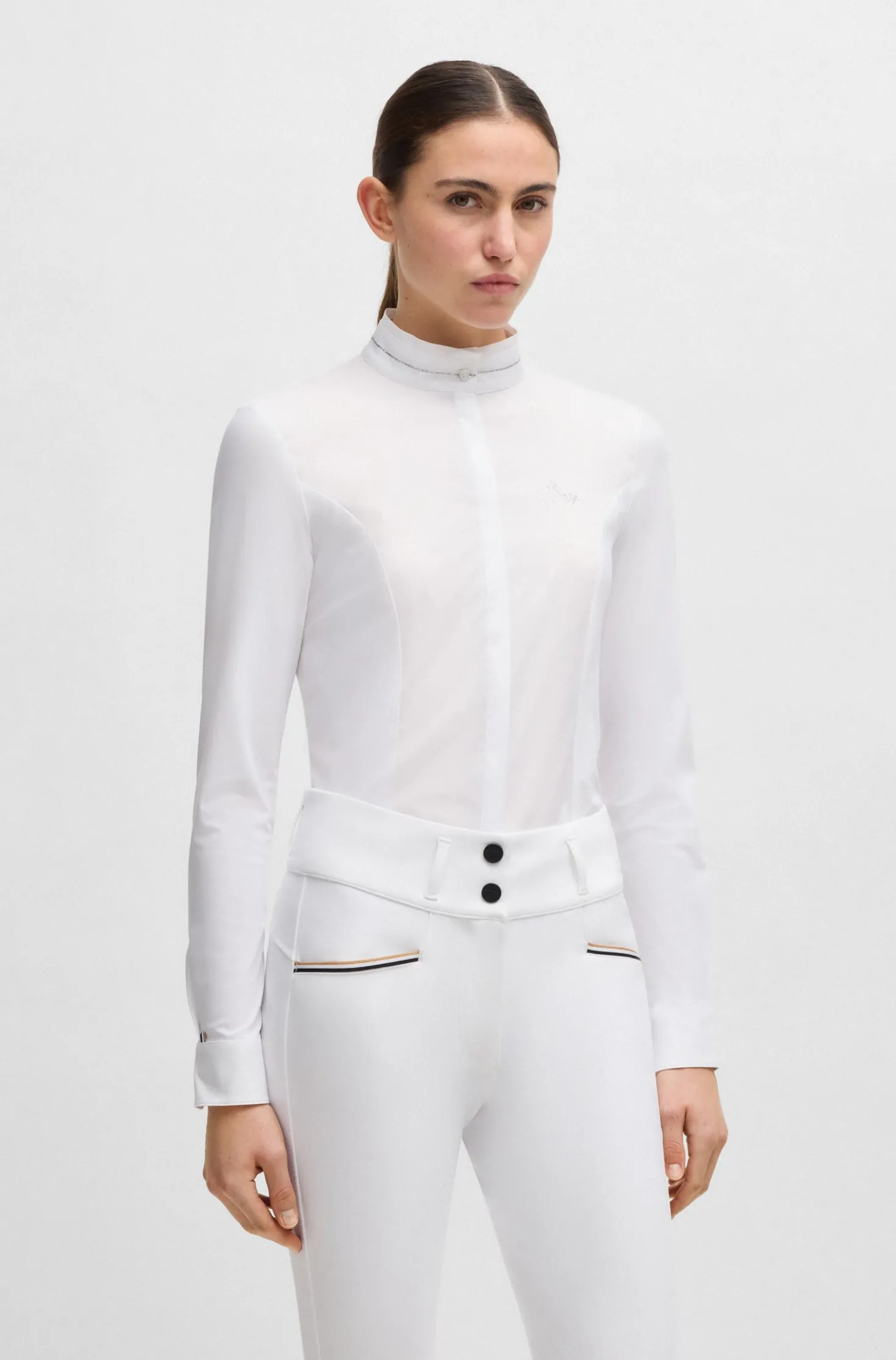 Equestrian slim-fit show blouse with crystal trims