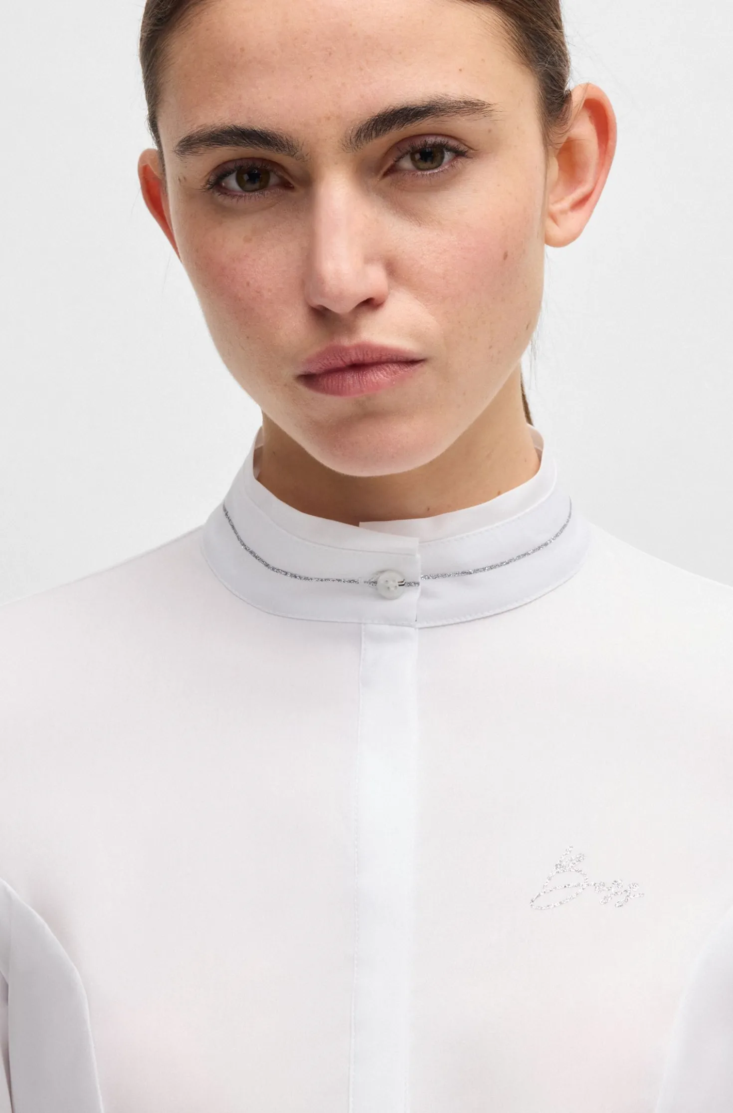 Equestrian slim-fit show blouse with crystal trims