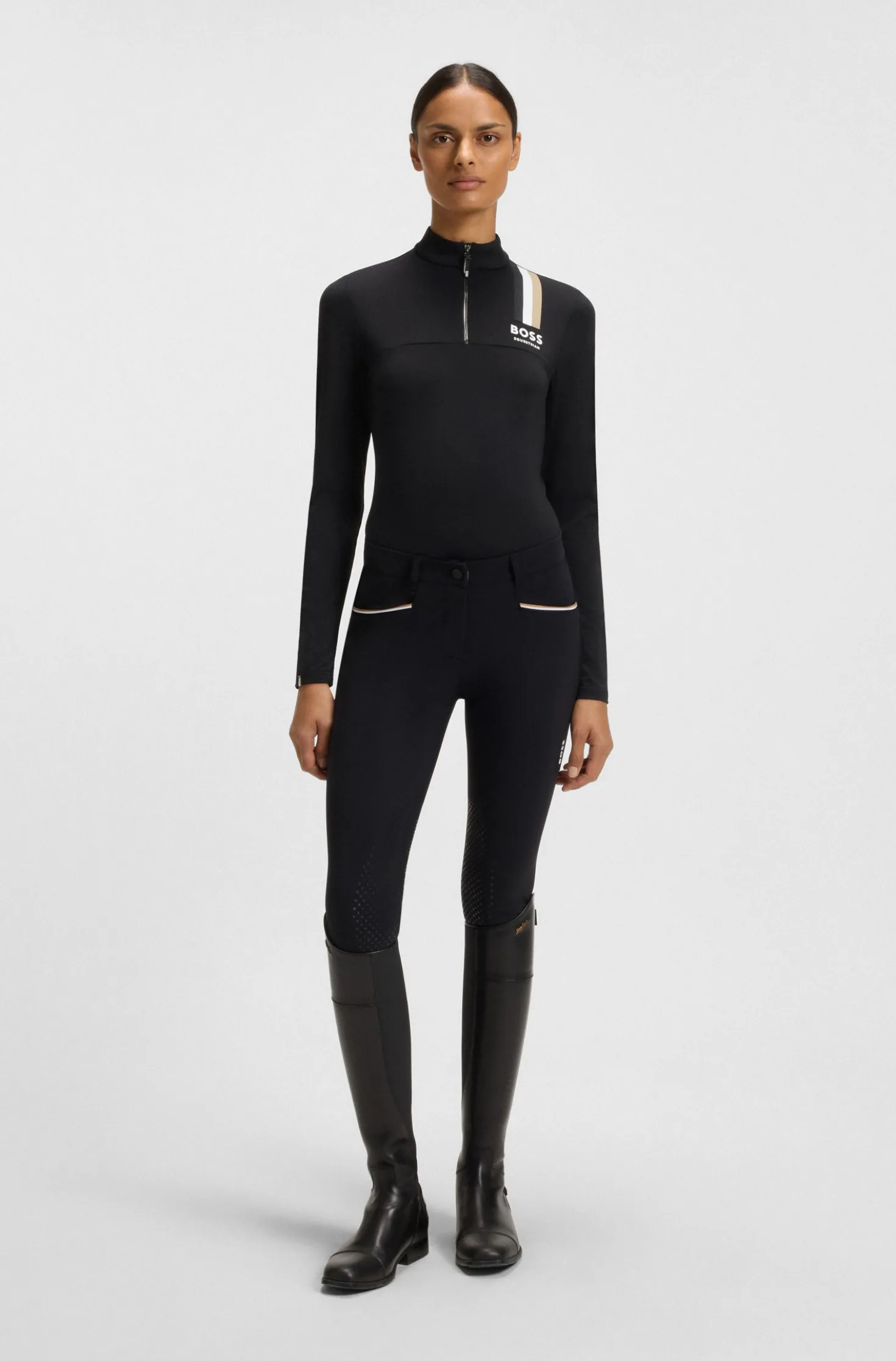 Equestrian slim-fit training shirt in power-stretch material