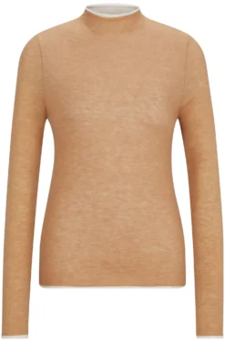 Equestrian soft-knit sweater with two-tone effect