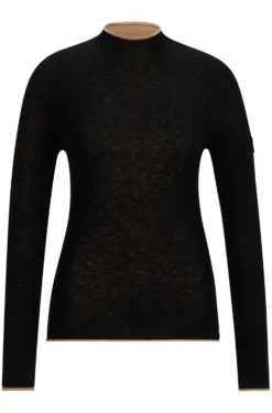 Equestrian soft-knit sweater with two-tone effect
