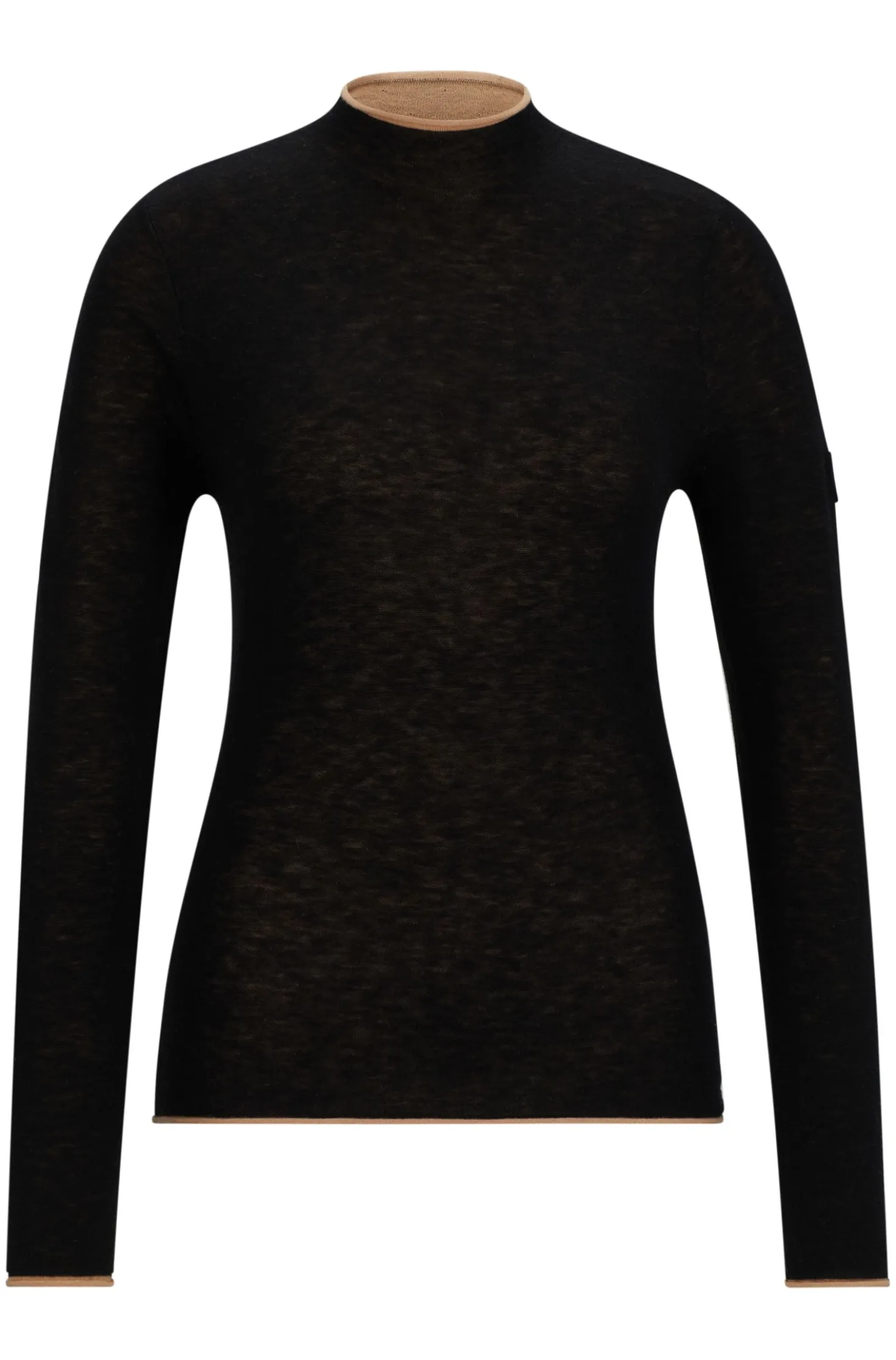 Equestrian soft-knit sweater with two-tone effect