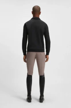 Equestrian stretch-cotton knit polo with logo patch