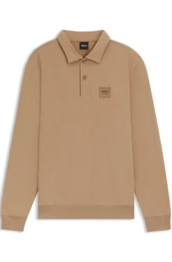 Equestrian stretch-cotton knit polo with logo patch