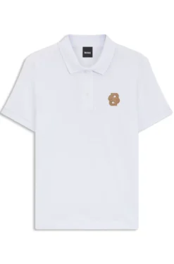 Equestrian stretch-cotton polo shirt with Double B monogram