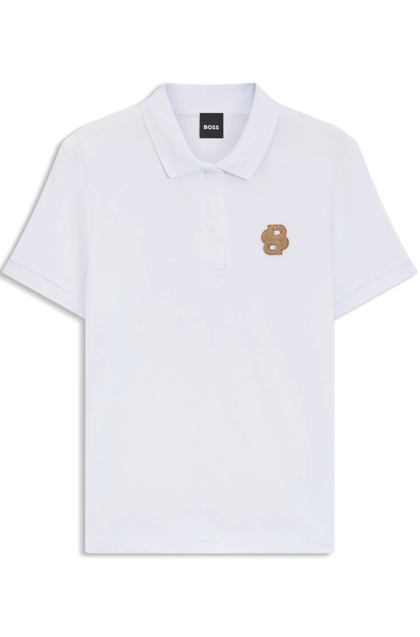 Equestrian stretch-cotton polo shirt with Double B monogram