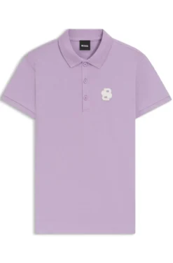 Equestrian stretch-cotton polo shirt with Double B monogram