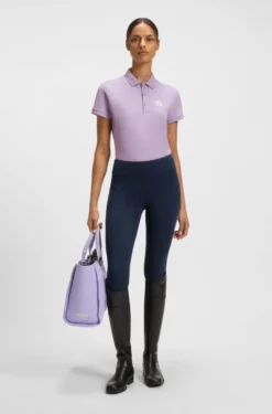 Equestrian stretch-cotton polo shirt with Double B monogram