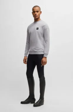 Equestrian stretch-cotton sweatshirt with shoulder stitching