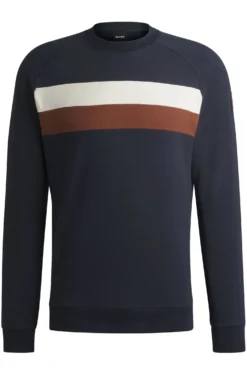 Equestrian stretch-cotton sweatshirt with block stripes