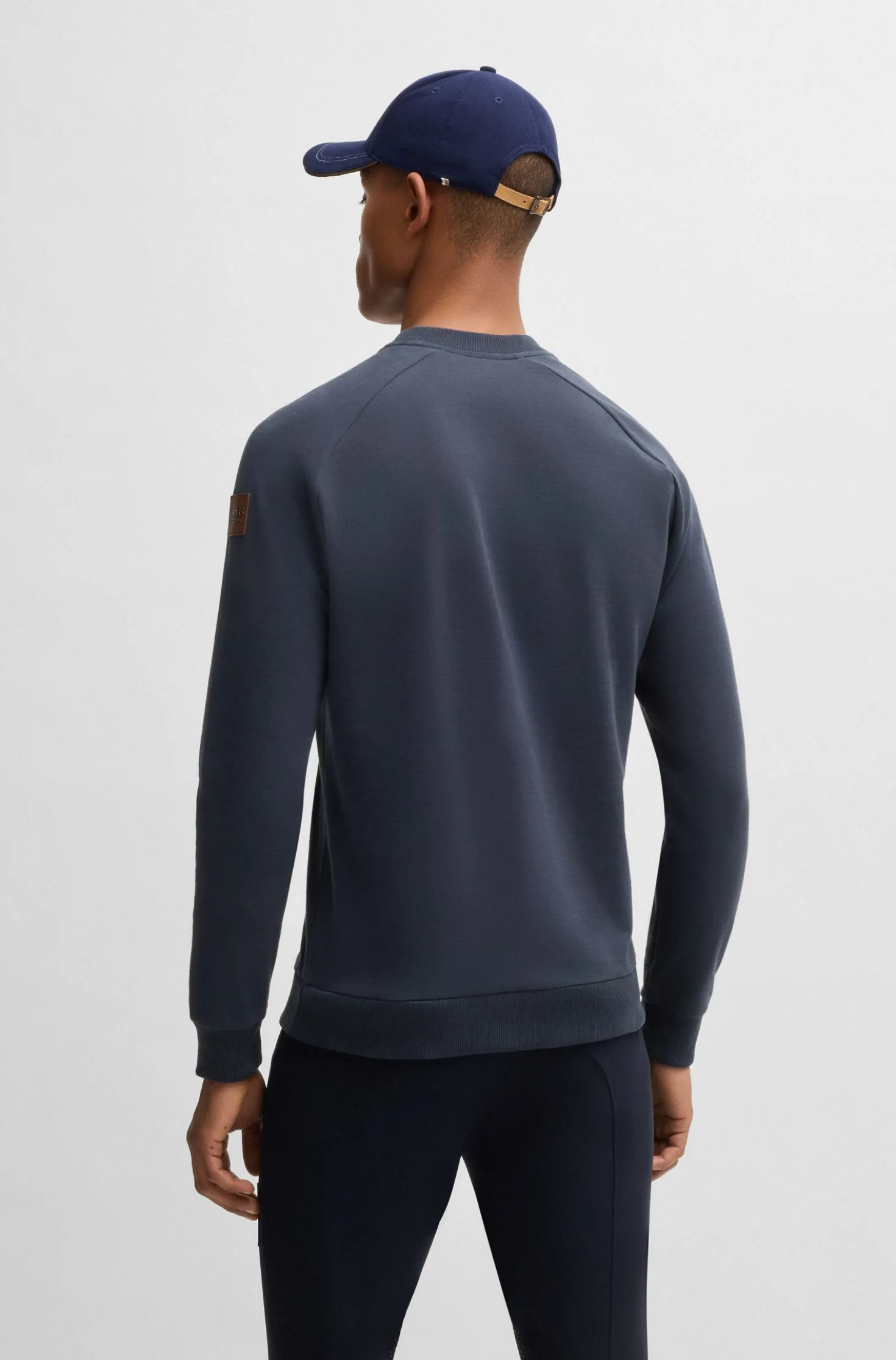Equestrian stretch-cotton sweatshirt with block stripes