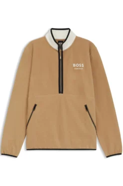 Equestrian stretch-cotton sweatshirt with quarter zip