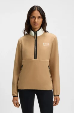 Equestrian stretch-cotton sweatshirt with quarter zip