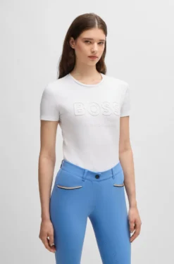 Equestrian stretch-cotton T-shirt with embroidered logo