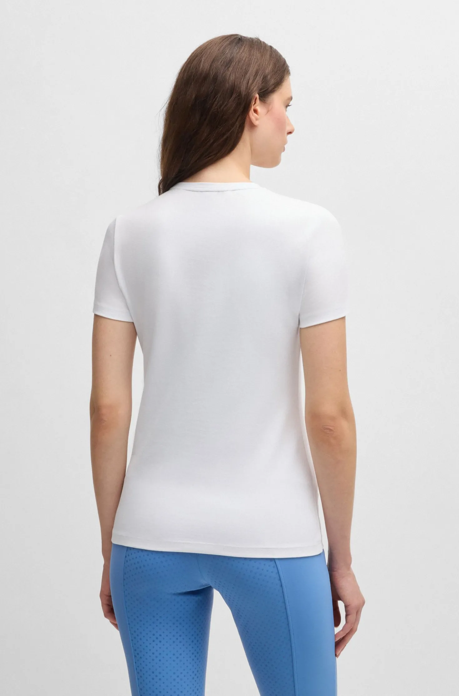 Equestrian stretch-cotton T-shirt with embroidered logo
