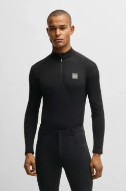 Equestrian training shirt in stretch fabric with zip placket