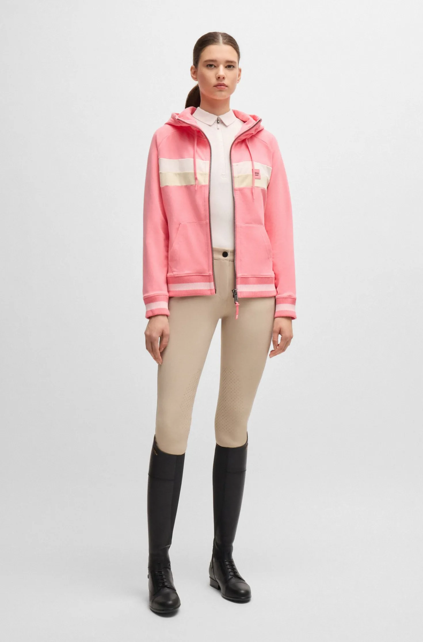 Equestrian training shirt in stretch piqué