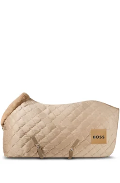 Equestrian velvet horse rug with faux sheepskin